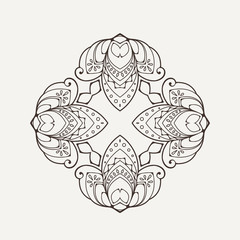 Vector mandala. Mehndi lace tattoo. Oriental weave.