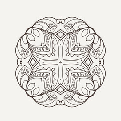 Vector mandala. Mehndi lace tattoo. Oriental weave.