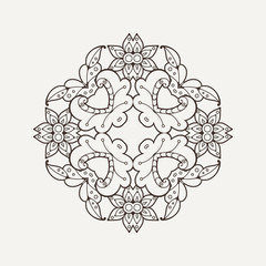 Vector mandala. Mehndi lace tattoo. Oriental weave.