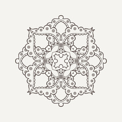 Vector mandala. Mehndi lace tattoo. Oriental weave.