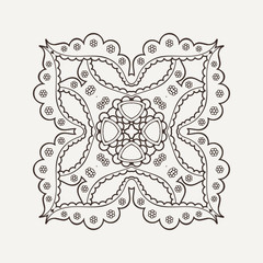Vector mandala. Mehndi lace tattoo. Oriental weave.