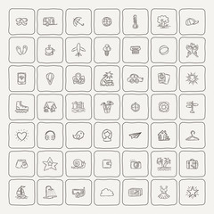 Set of Doodle Travel Icons.