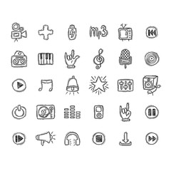 Fototapeta premium Set of Music Doodle Icons.