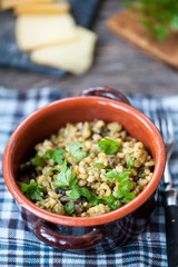 Risotto wit brown rice, mushrooms and turmeric