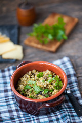 Risotto wit brown rice, mushrooms and turmeric