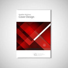 White classic vector brochure template design with red geometric elements
