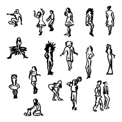 Set of vector people silhouettes.