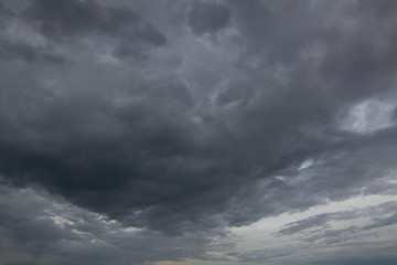 Heavy gray rain clouds in sky natural background