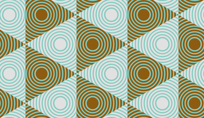 Fototapeta premium Japanese seamless with triangles and circles in blue and brown