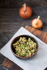 Risotto with brown rice, mushrooms and turmeric