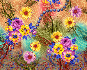 Colorful Background Design With Flower