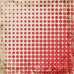 Abstract grunge vintage background of red dots. Evenly decrease size of circles.