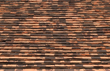 Old brick roof tiles background