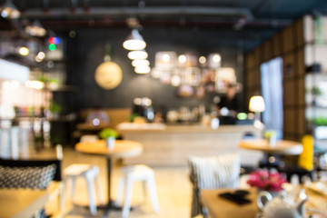 Coffee shop blur background with bokeh