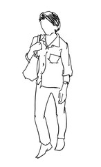 woman walking marker sketch isolated