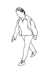 woman walking marker sketch isolated