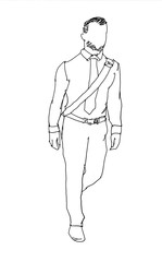 businessman walking marker sketch isolated