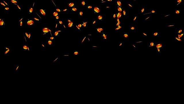 Halloween Pumpkin Confetti Falling. Halloween pumpkin lanterns shaped confetti on alpha channel. 15 seconds animation.