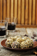 chocolate lentil prunes walnuts orange vegan balls