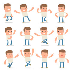 Set of Laughing and Joyful Character Customer in celebrates and