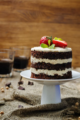 chocolate chickpeas vegan cake with cashew cream