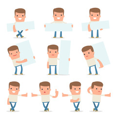 Set of Smart and Funny Character Customer leaned against the wal