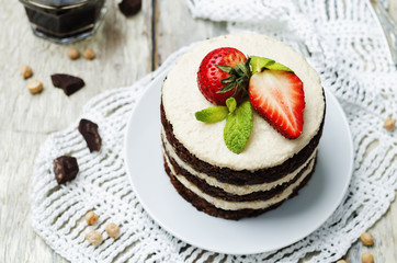 chocolate chickpeas vegan cake with cashew cream
