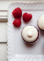 Red Velvet Cupcakes with Raspberries