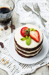 chocolate chickpeas vegan cake with cashew cream