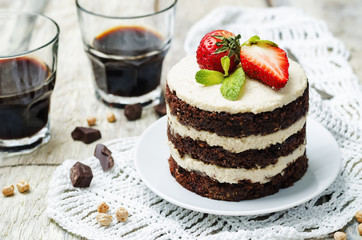 chocolate chickpeas vegan cake with cashew cream
