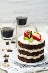 chocolate chickpeas vegan cake with cashew cream