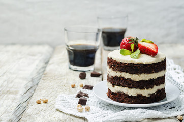 chocolate chickpeas vegan cake with cashew cream