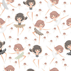 Seamless pattern with ballerinas.