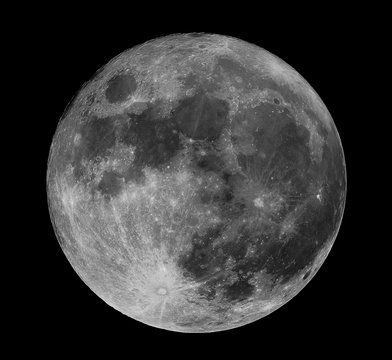 High resolution image of full Moon through a telescope