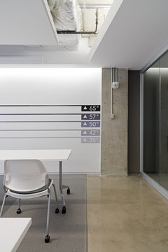 Height chart on office wall