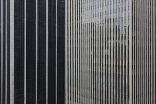 Exterior office block wall and windows, side view