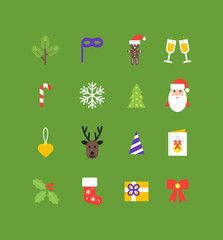 Christmas icons collection. Set of  isolated symbols in flat style. Vector elements for your design.