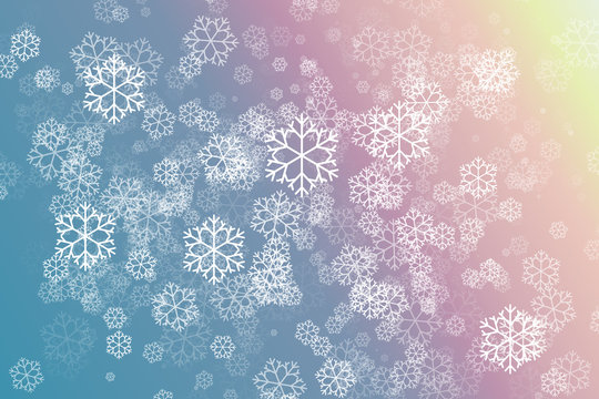 Snowflake in pink and blue color abstract background