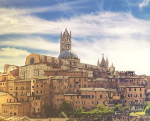 Deurstickers Beautiful view of the historic city of Siena, Italy.Retro,vintage image   © Mike Mareen