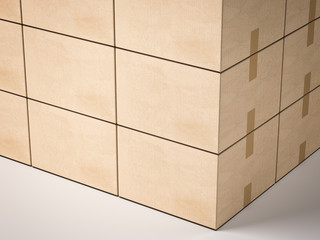 Closed cardboard boxes. 3d rendering