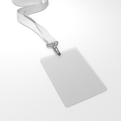 Fototapeta premium Blank transparent badge with neckband. 3d rendering