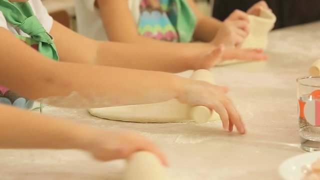 Kids work with dough