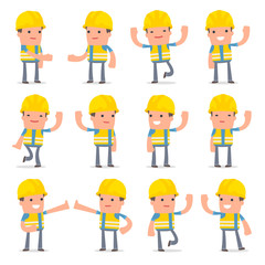 Set of Funny and Cheerful Character Smart Builder welcomes poses