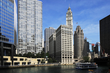Aerial view of Chicago city center