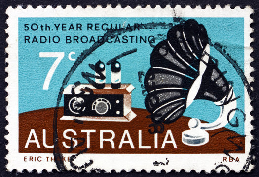 Postage stamp Australia 1973 Radio and Gramophone Speaker