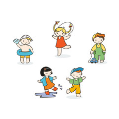 Set of cute doodle children.