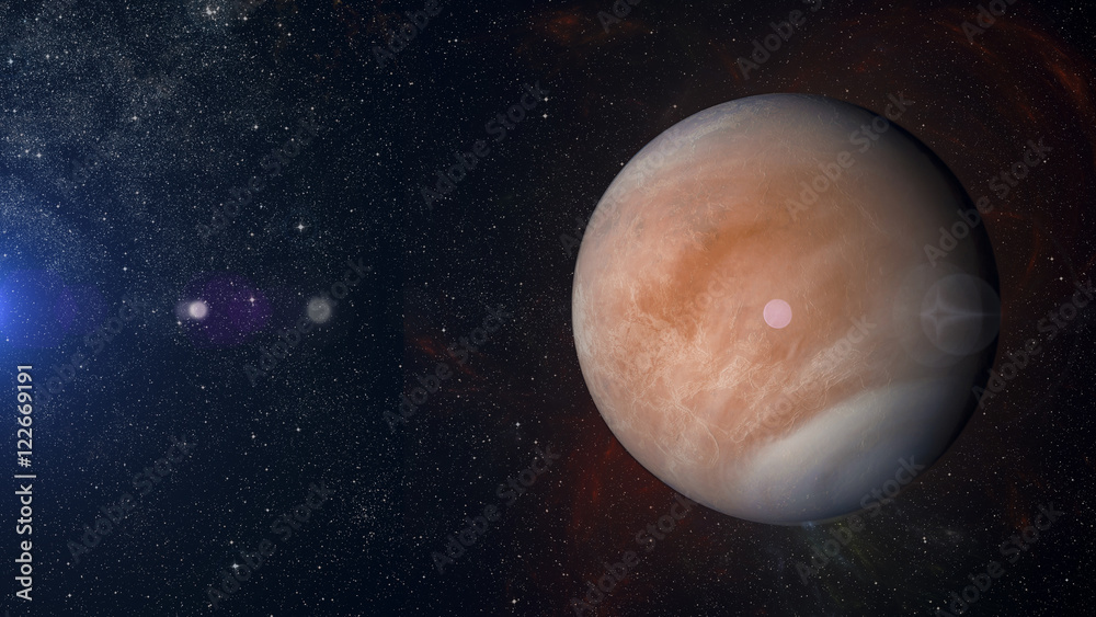 Wall mural solar system planet venus on nebula background 3d rendering.