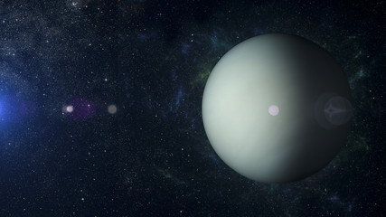 Solar system planet Uranus on nebula background 3d rendering.