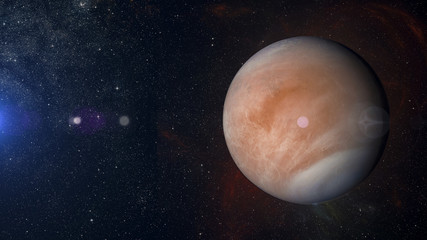 Solar system planet Venus on nebula background 3d rendering.