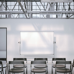 Blank whiteboard in modern conference room. 3d rendering